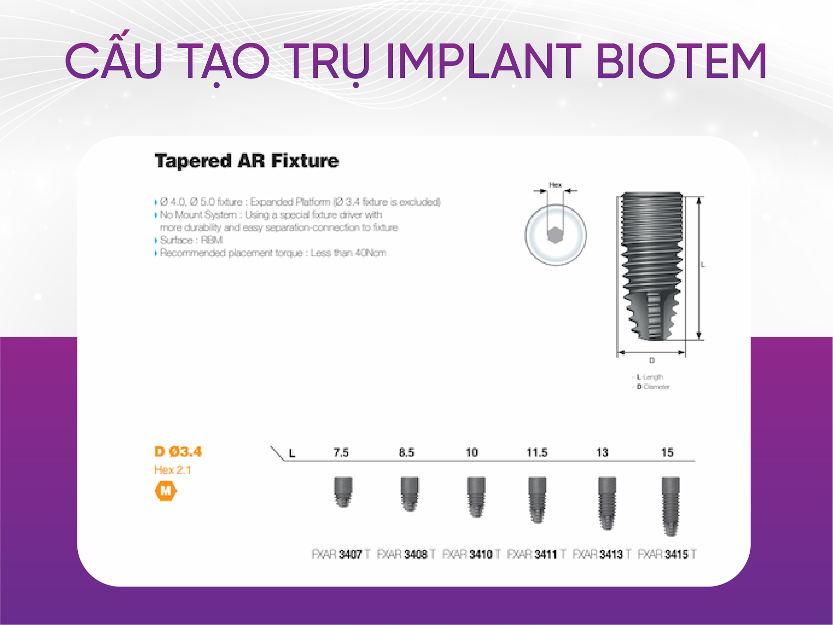 Trụ Implant Biotem và 3 đặc điểm tạo nên sự khác biệt Cấu Tạo Trụ Implant Biotem