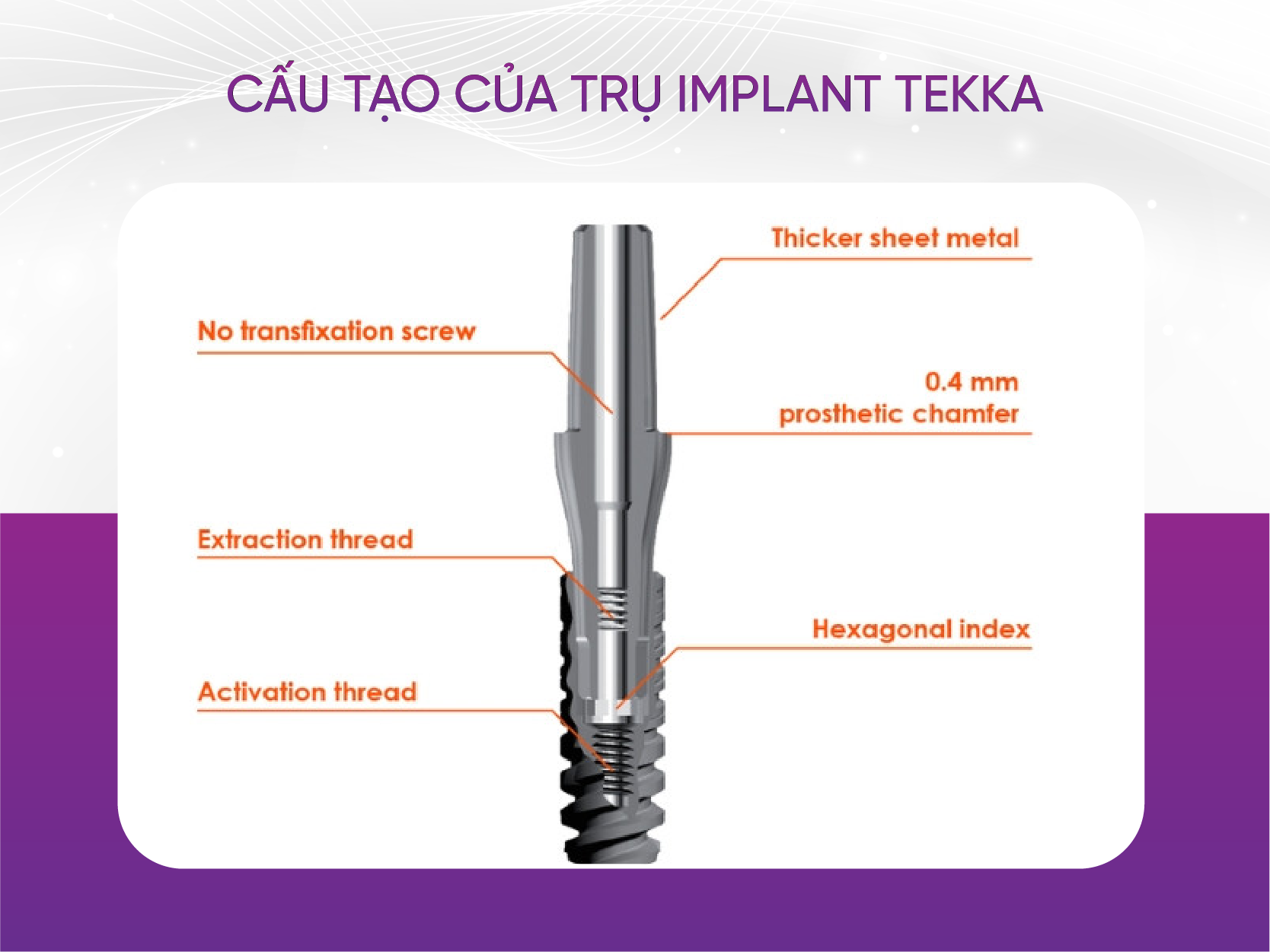 cấu tạo trụ implant Tekka