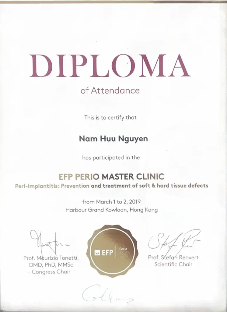 Bác sĩ Nguyễn Hữu Nam đã tham dự và hoàn thành xuất sắc hội nghị EFP PERIO MASTER CLINIC diễn ra tại Hong Kong Bác Sĩ Nguyễn Hữu Nam Của Nha Khoa Otis Dental Tham Dự Hội Nghị Quốc Tế Tại Hong Kong
