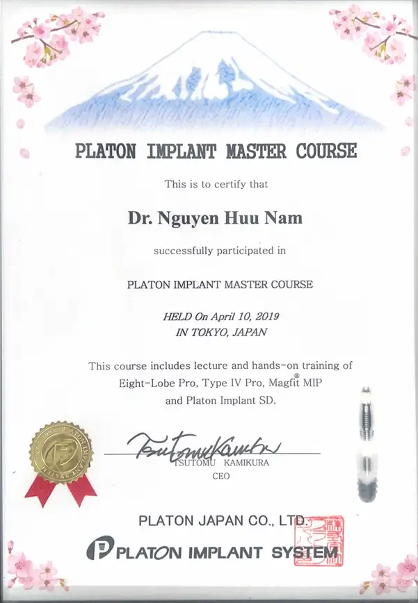 Bác sĩ Nguyễn Hữu Nam đã xuất sắc hoàn thành khóa đào tạo "Platon Implant Master Course" tại Tokyo Bác Sĩ Nguyễn Hữu Nam Đã Xuất Sắc Hoàn Thành Khóa Đào Tạo &Quot;Platon Implant Master Course&Quot; Tại Tokyo