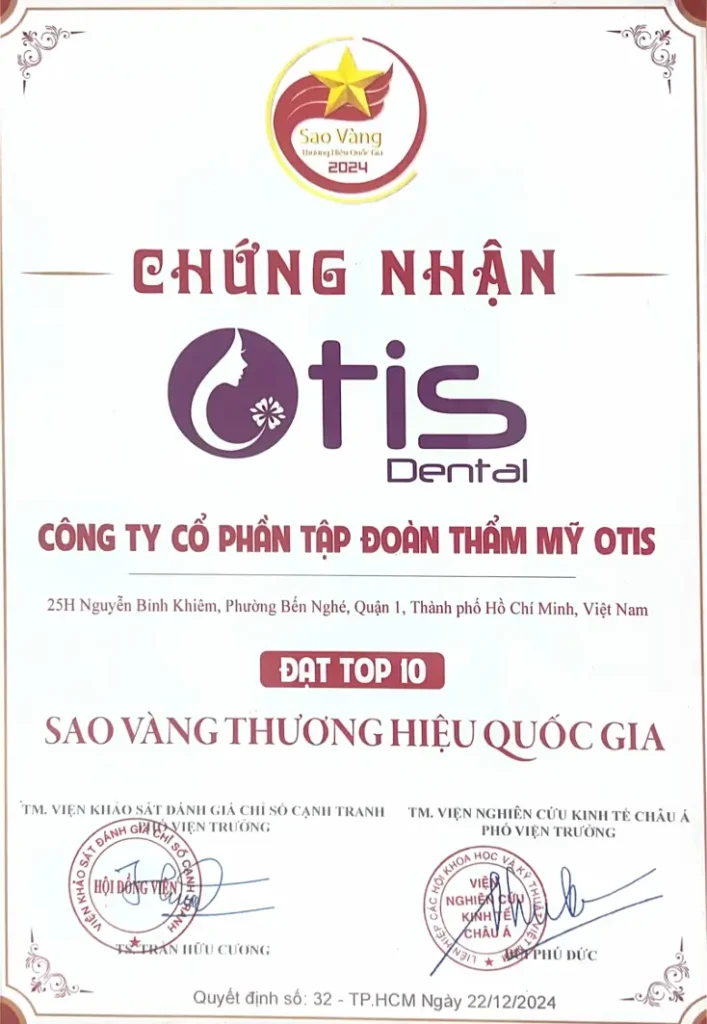 Nha Khoa Otis Dental nhận giải thưởng "Top 10 Sao Vàng Thương Hiệu Quốc Gia năm 2024" Nha Khoa Otis Dental Vô Cùng Tự Hào Và Vinh Dự Khi Chính Thức Được Vinh Danh Trong &Quot;Top 10 Sao Vàng Thương Hiệu Quốc Gia Năm 2024&Quot;